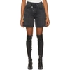 AGOLDE BLACK DENIM CRISS CROSS UPSIZED SHORTS