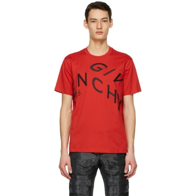 Givenchy Embroidered Refracted Logo T-shirt In Red