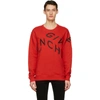 GIVENCHY RED BIG EMBROIDERED REFRACTED SWEATSHIRT
