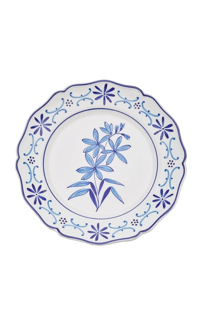 Este Ceramiche For Moda Domus Il Fiore By Moda Domus; Set-of-two Hand-painted Ceramic Dessert Plates In Blue,green