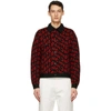 GIVENCHY BLACK & RED WOOL REFRACTED LOGO BOMBER JACKET