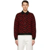 Givenchy Black & Red Wool Refracted Logo Bomber Jacket In 009-black/r