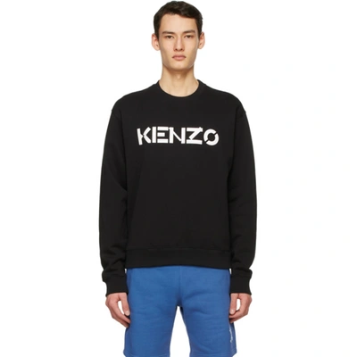 Kenzo Black Logo Sweatshirt In Black,white