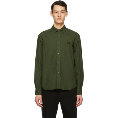 Kenzo Tiger Crest Buttoned Shirt In Green
