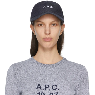 Apc Logo-embroidered Denim Baseball Cap In Blue