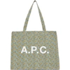 APC GREEN FLORAL DIANE SHOPPING TOTE