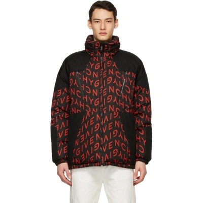 Givenchy Reversible Black & Red Refracted Puffer Coat