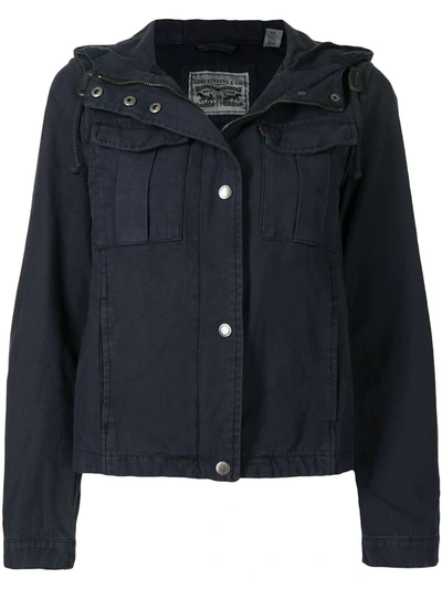 Levi's Hooded Cotton Jacket In Blue