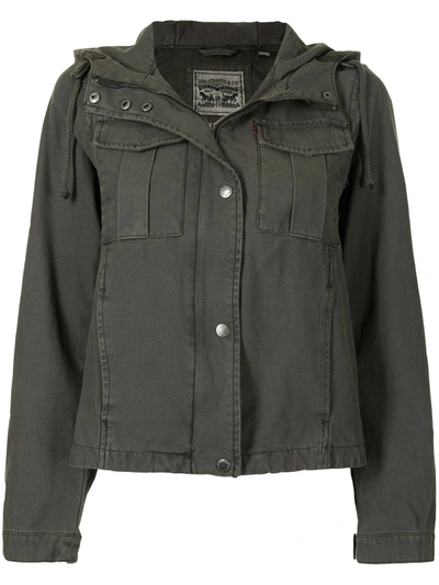 Levi's Hooded Cotton Jacket In Green