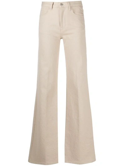 Ami Alexandre Mattiussi High-waisted Flared Jeans In Beige