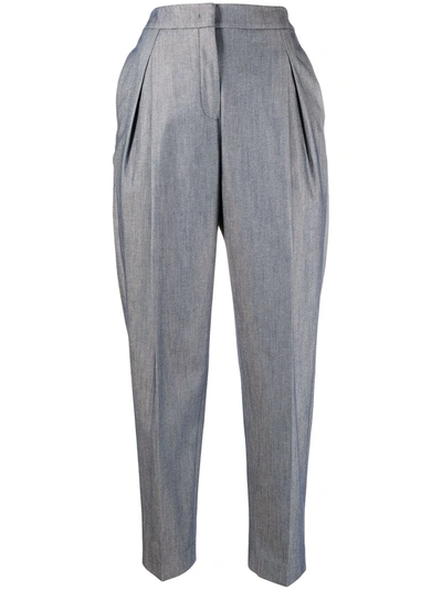 Agnona High-rise Straight-leg Cropped Trousers In Blue