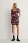 TRENDYOL FLOWER MINI DRESS MULTICOLOR