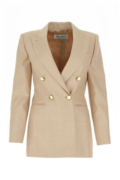 Max Mara Beige Camel & Silk Lamine Blazer