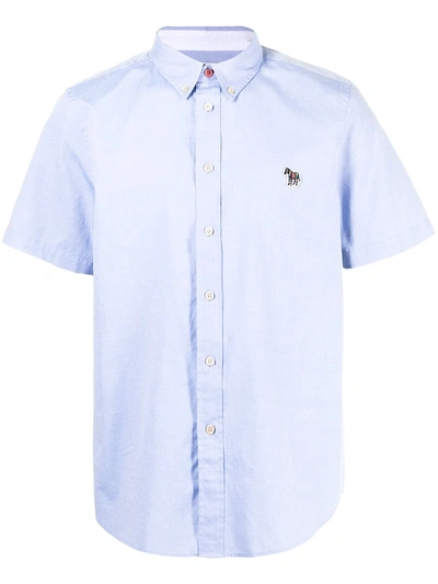 Ps By Paul Smith Zebra Patch Organic Cotton Shirt In Blue