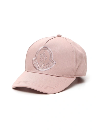 Moncler Logo Embroidered Baseball Cap In Pink