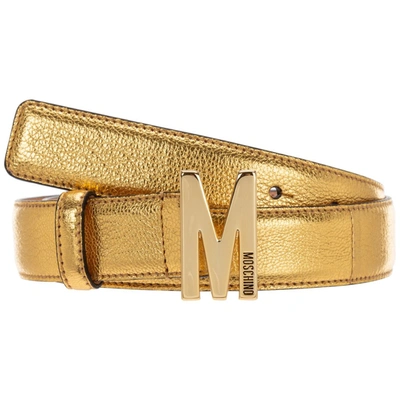 Moschino Women's Genuine Leather Belt In Gold