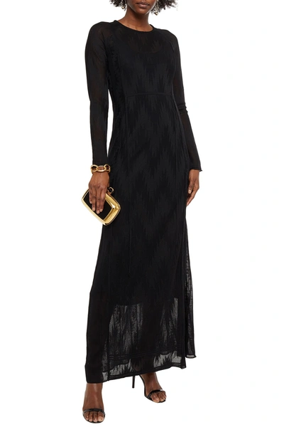 M Missoni Belted Crochet-knit Maxi Dress In Black