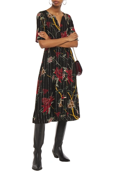 Ba&sh Patt Floral-print Metallic Woven Midi Dress