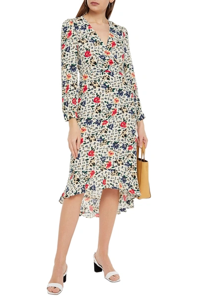 Ba&sh Paloma Wrap-effect Floral-print Crepe Dress In Ecru | ModeSens