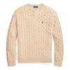 Ralph Lauren Cable-knit Cotton Sweater In Oatmeal Heather