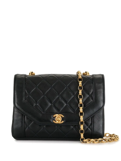 Pre-owned Chanel 1990s Diana Diamond-quilted Shoulder Bag In Black