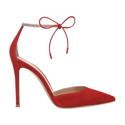 Gianvito Rossi Crystal-embellished 105 Suede Pumps In Red