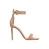 Gianvito Rossi Suede Open Round Toe Sleek Shape Buckled Ankle Strap Logo-printed Insole Very Thin Sole Stiletto Hee In Praline