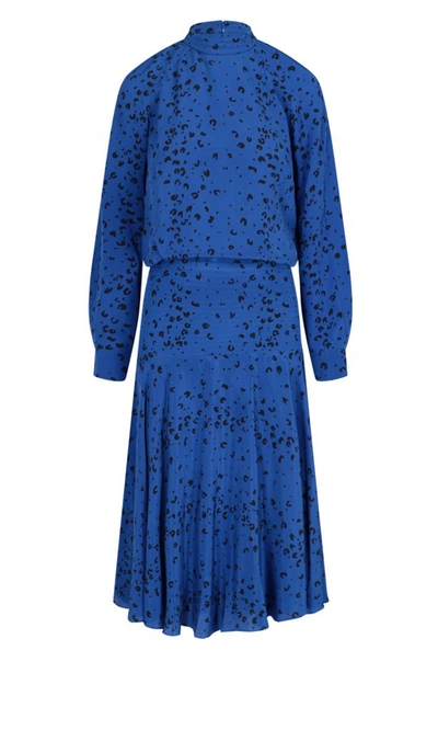 Kenzo Printed Silk Crepe De Chine Midi Dress In Bright Blue