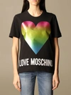 LOVE MOSCHINO COTTON T-SHIRT WITH HEART PRINT,W4F152T M3876 C74