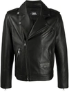 Karl Lagerfeld Ikonic Leather Biker Jacket In Schwarz