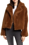 Bb Dakota Big Time Faux Fur Jacket In Bronze