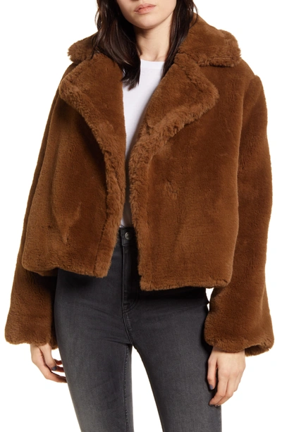 Bb Dakota Big Time Faux Fur Jacket In Bronze