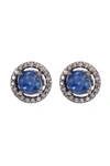 ADORNIA STERLING SILVER ECHO BLUE SAPPHIRE & CHAMPAGNE DIAMOND HALO STUD EARRINGS,816819022108