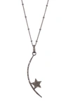 ADORNIA FINE ORION BLACK RHODIUM PLATED STERLING SILVER PAVE DIAMOND CONSTELLATION PENDANT BEADED CHAIN NECKLACE,791109041017