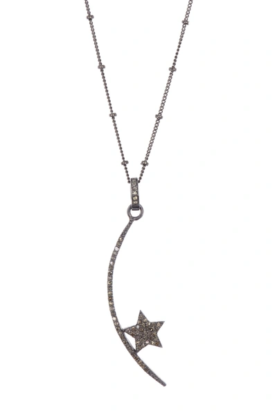 Adornia Fine Orion Black Rhodium Plated Sterling Silver Pave Diamond Constellation Pendant Beaded Chain Necklace