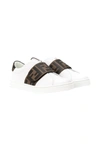 Fendi Ff Touch-strap Sneakers In Bianco/nero