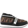 Fendi Teen Ff Touch Strap Sneakers In Black
