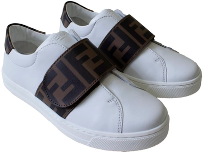 Fendi Ff Touch-strap Sneakers In White