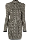 Balmain Logo Jacquard Turtleneck Pullover In Neutrals