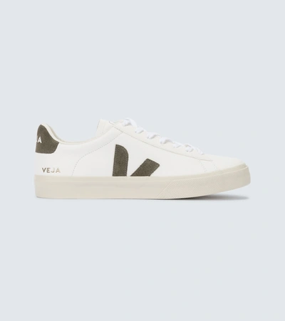 Veja White And Khaki Leather Campo Trainers