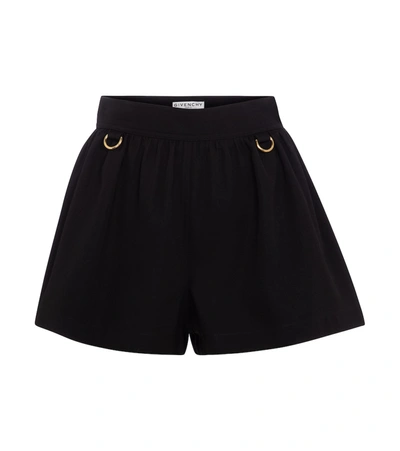Givenchy D-ring Embellished Flared-leg Wool Shorts In Black