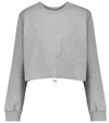 The Frankie Shop Padded Shoulder Retractable Drawstring Hem Cotton Sweatshirt In Grey