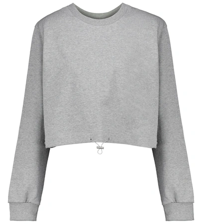 The Frankie Shop Padded Shoulder Retractable Drawstring Hem Cotton Sweatshirt In Grey