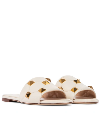 Valentino Garavani Rockstud Leather Slides In White