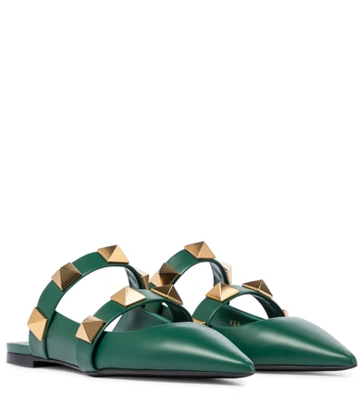 Valentino Garavani 10毫米皮革穆勒鞋 In Green