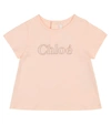 Chloé Pink T-shirt For Babygirl With Logo In Pink