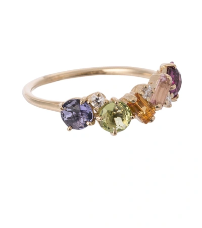 Suzanne Kalan Rainbow Amalfi 14kt Gold Ring With Diamonds And Gemstones In Rainbown