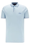 Hugo Boss - Slim Fit Polo Shirt In Stretch Piqu With Curved Logo - Light Blue