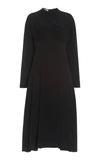 Prada Satin Sable Midi Dress In Black