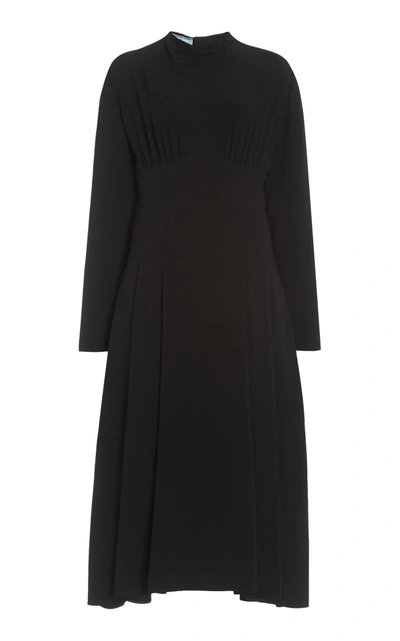 Prada Satin Sable Midi Dress In Black